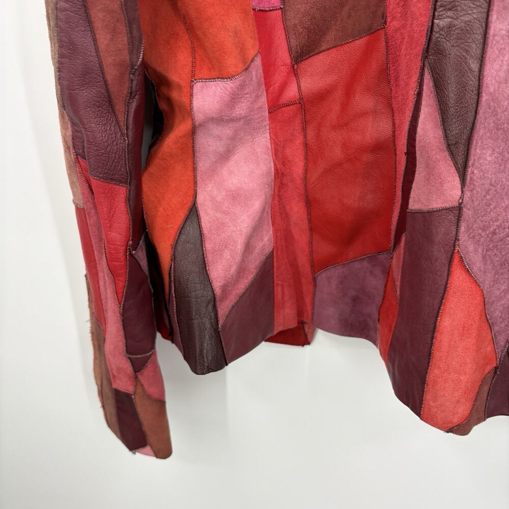 Vintage Suede Leather Patchwork Jacket Small Whimsigoth Witchy 90s ASO Charmed - Picture 10 of 12